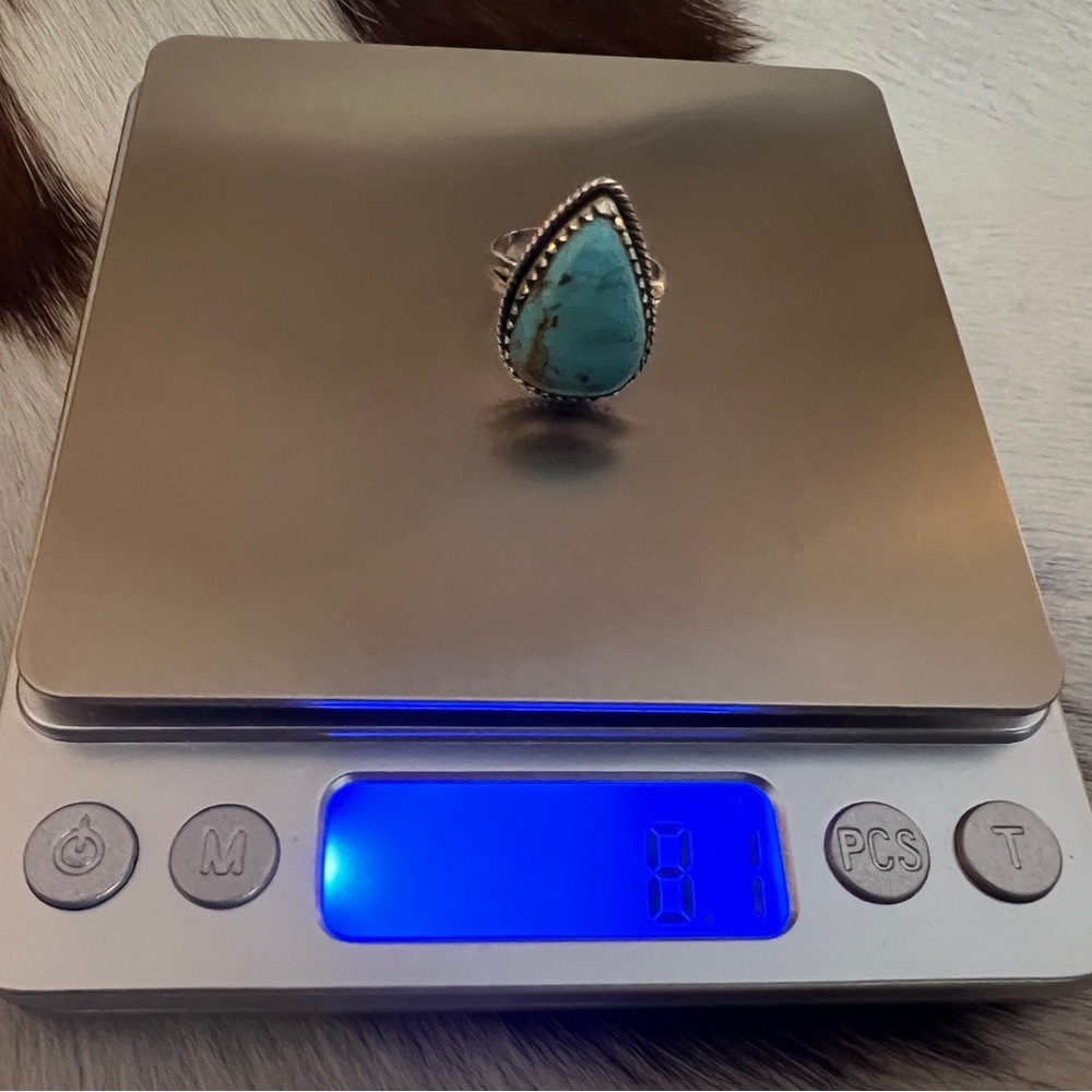 ❤️ Kingman Turquoise Statement Sterling  925 Navajo Style Western Ring Size 6.75 - Picture 9 of 16
